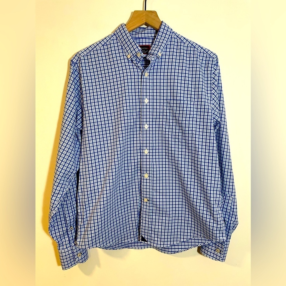 UNTUCKit Blue Plaid Nylon Performance Button Down Shirt, Size Small Lightweight